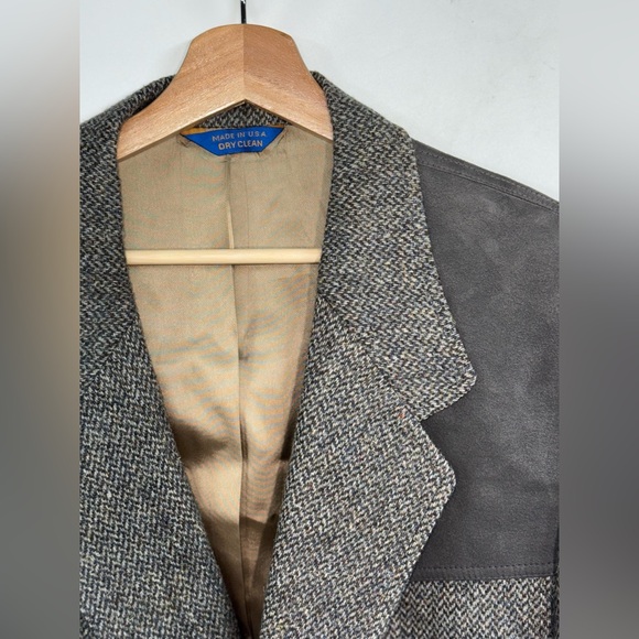 Pendleton Blazer Men's 50gray Multi Herringbone Virgin Wool Elbow Patches